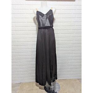 Unbranded Vintage 30's Women's Black Silk & Satin Net Straps Formal Dress Size X